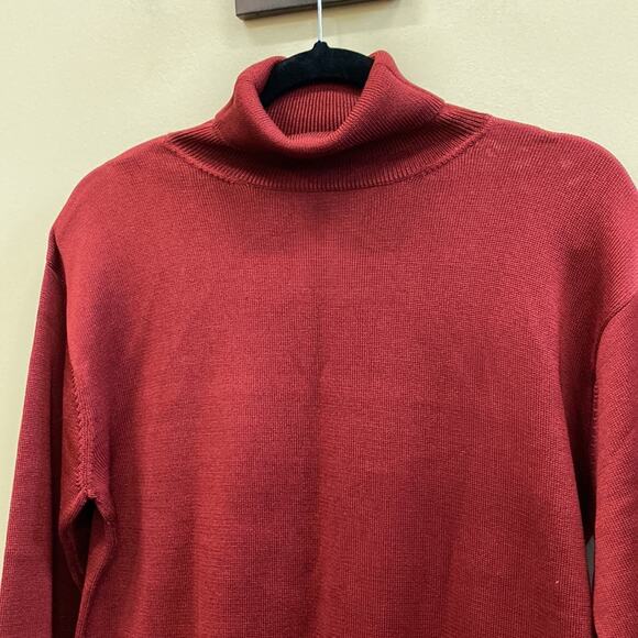 Saks Fifth Avenue The Works red silk turtleneck sweater top - Picture 3 of 5